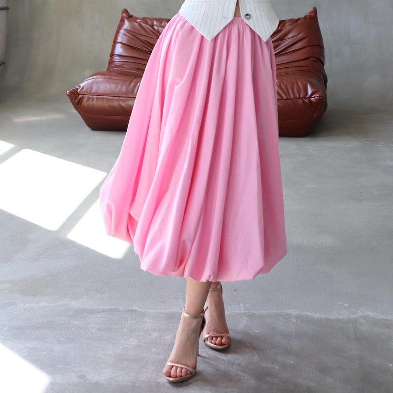 High-Waist Cotton Balloon Skirt