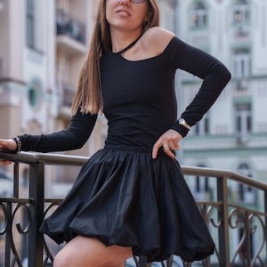Cotton bubble Skirt Mini or Midi, plus size custom made skirt, High Waist Skirt for Women, wedding summer skirt, cottagecore black skirt