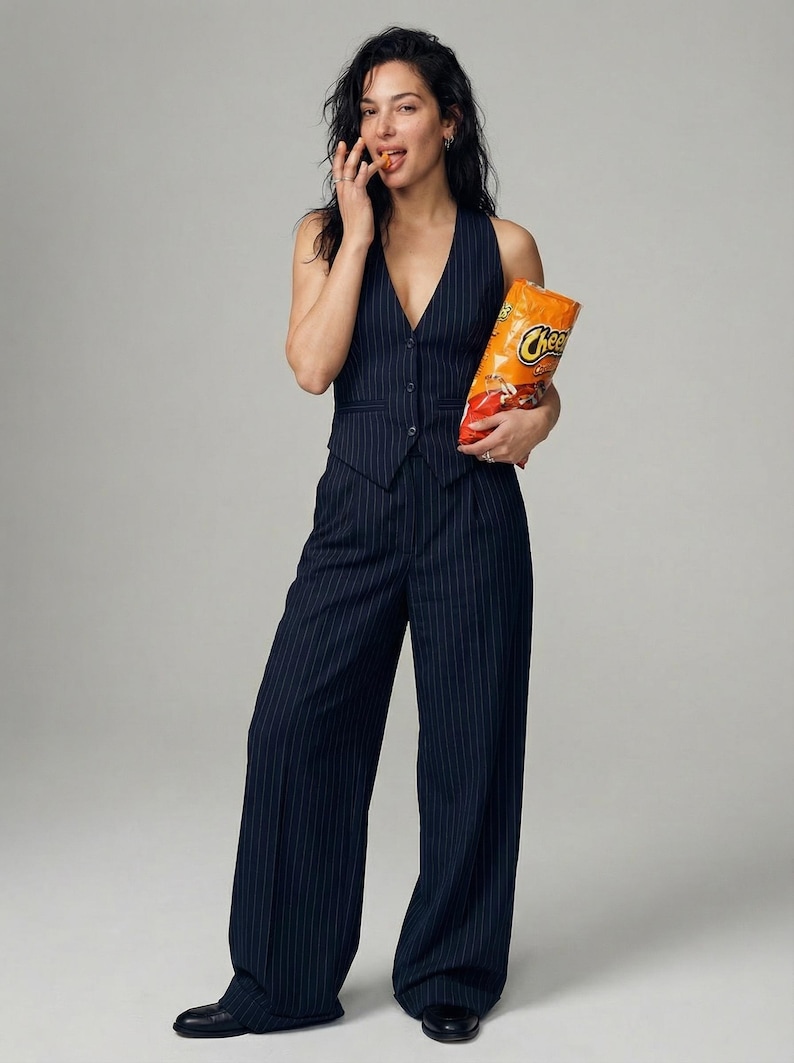 Custom corset vest with palazzo suit, plus size woman suit set of 2, classic pants suit, wedding guest suit, suit with skirt image 10