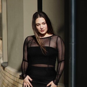 Mesh sleeves black top, long sleeve see through top, fitted mesh panel sleeves top, slim fit sheer black top, transparent sheer mesh top