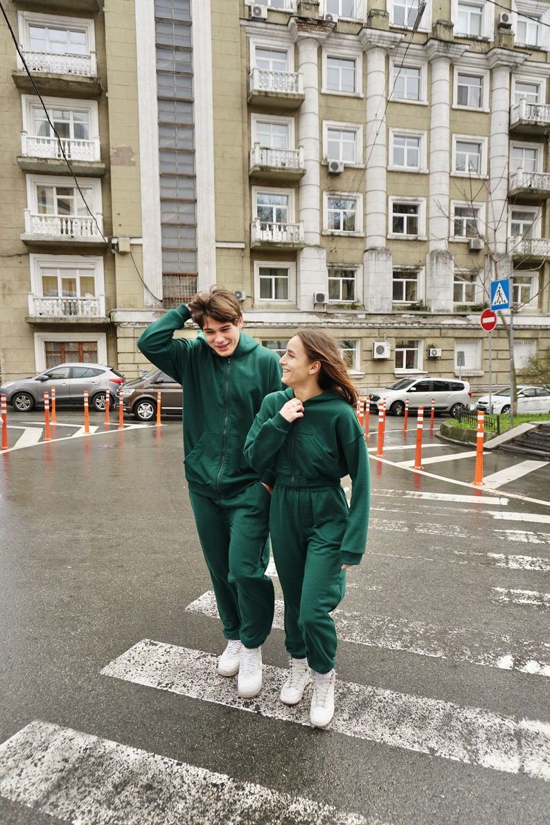 Couple hoodies, matching couple set, hoodie for him and her, couples sport wear, valentines hoodie , active couple outfits image 5