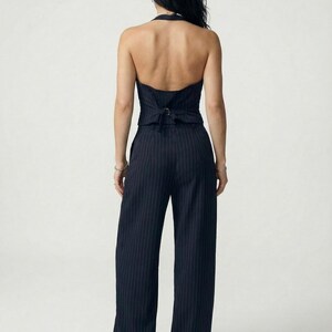 Custom corset vest with palazzo suit, plus size woman suit set of 2, classic pants suit, wedding guest suit, suit with skirt image 9