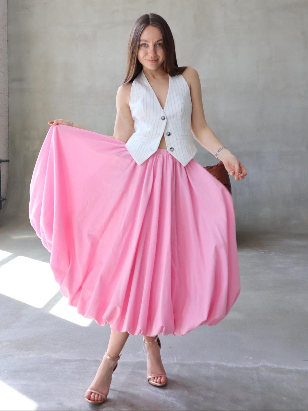Cotton Bubble Skirt, Wedding Summer Skirt, Balloon Skirt Mini or