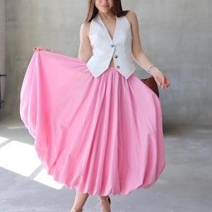 Cotton Bubble Skirt, Wedding summer skirt, Balloon Skirt Mini or Midi,  High Waist Skirt for Women, cottagecore black skirt