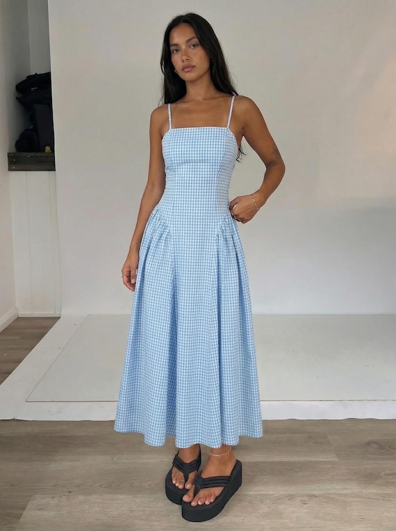 cotton spaghetti strap mini dress By Together Picnic L Color:Dark Purple neck Sleeveless Smocked bodice Inexpensive Vegas Style Prom Dresses Miaspire Plus Size Khaki