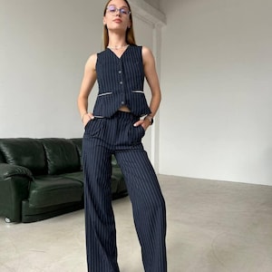 Business suit, pants suit women, Formal classic woman business pants suit, bridesmaid suit with vest, graduation capsule wardrobe