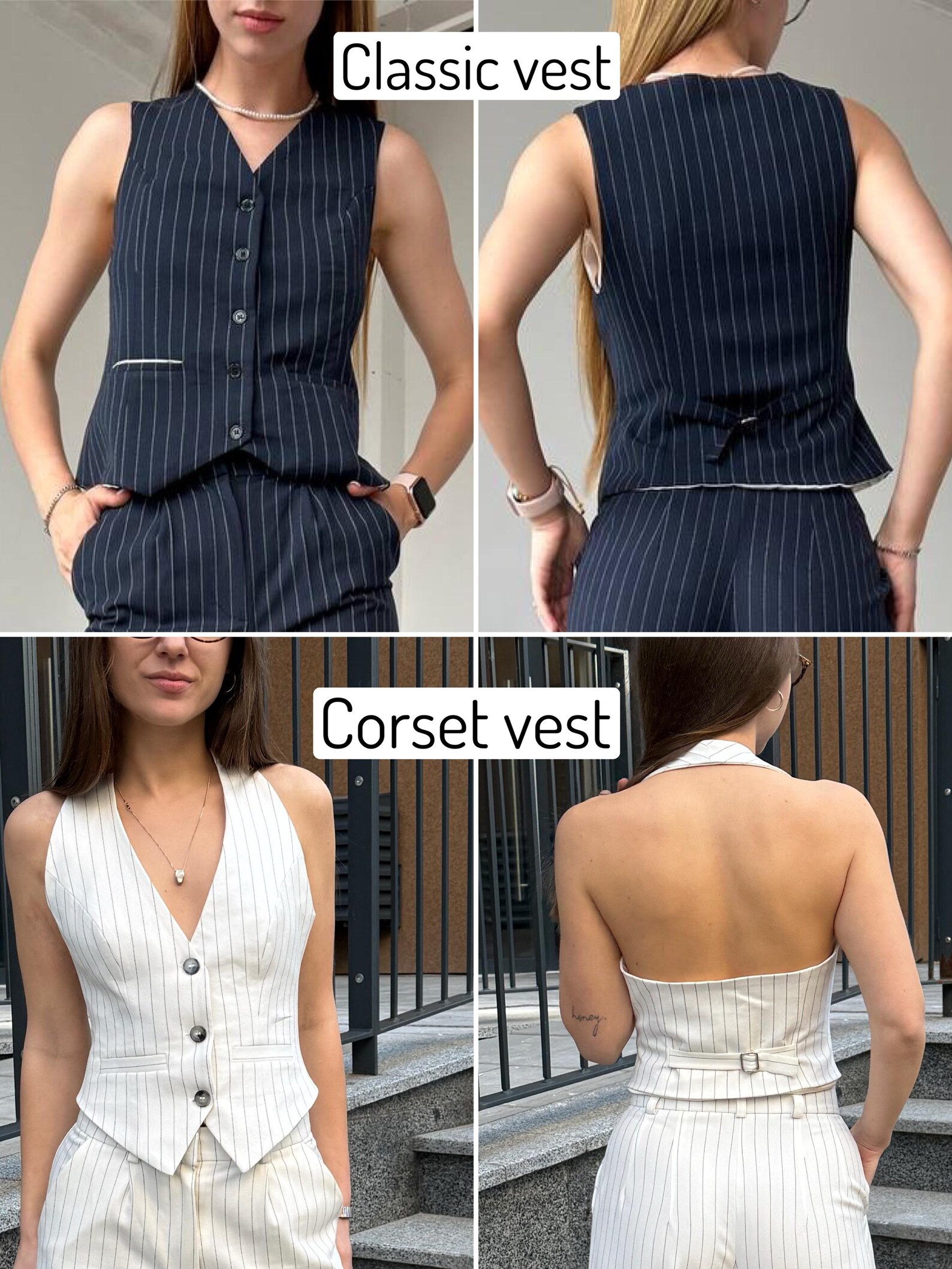 Sleeveless Vest with Pleated Skirt Two-Piece Set - Blue