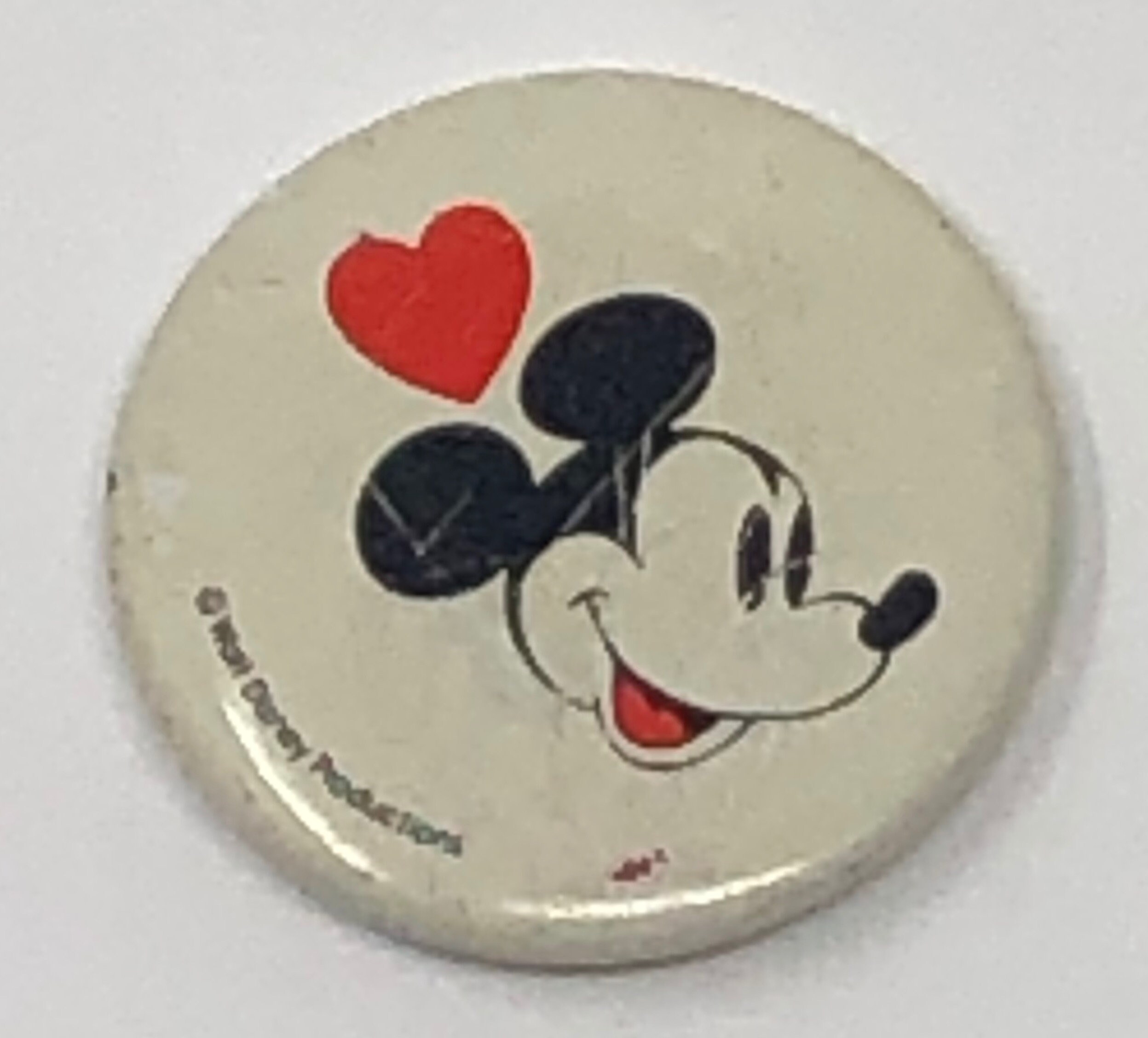 Vintage Mickey Mouse Button / Pin with Heart Circa 1970's Etsy