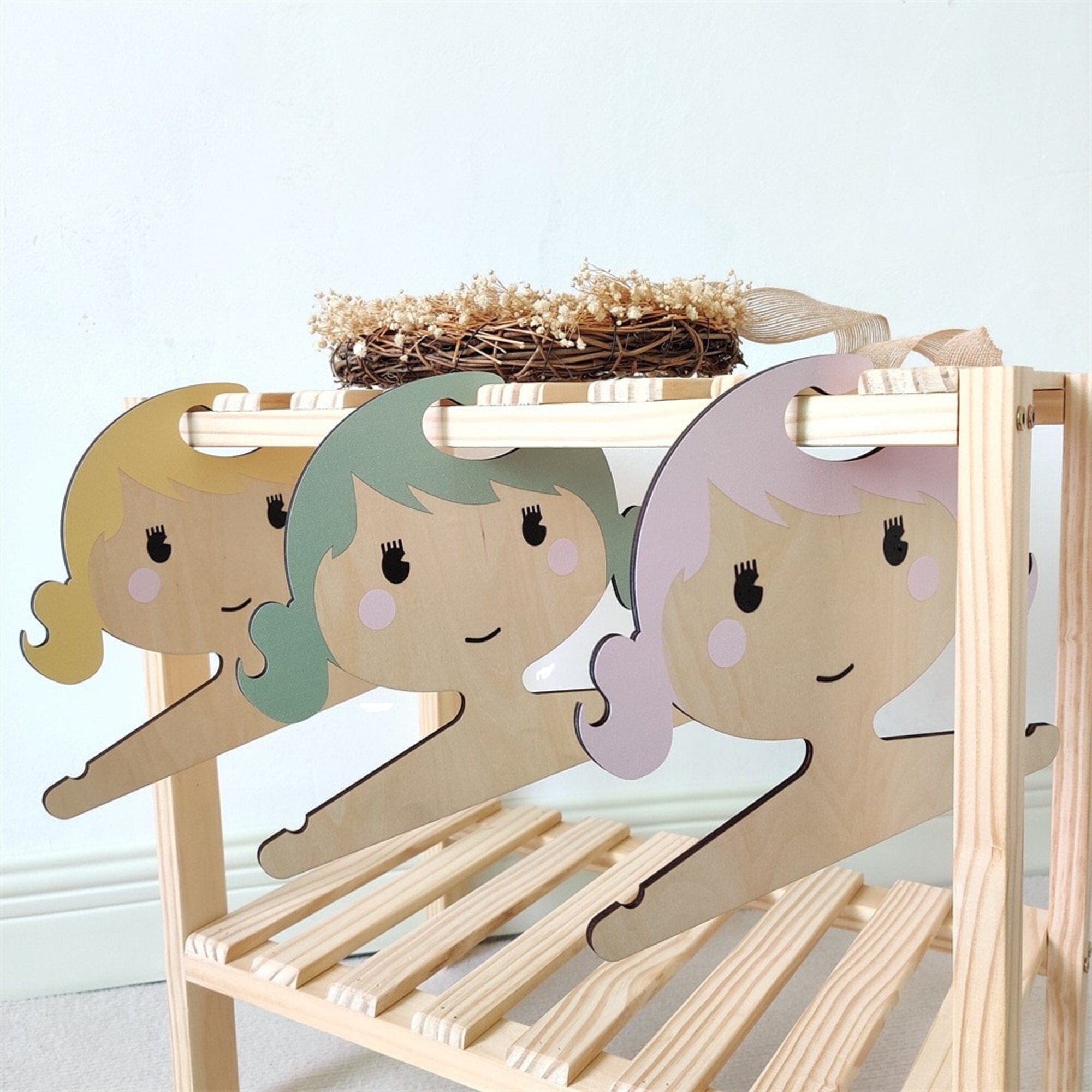 Wooden Hangers Clothes Hanger Girl Kids Baby Children's Etsy