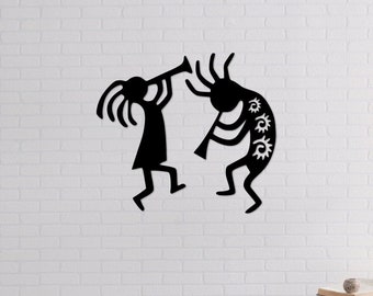 Paire d'oeuvres d'art murales en MDF Kokopelli : décoration sud-ouest