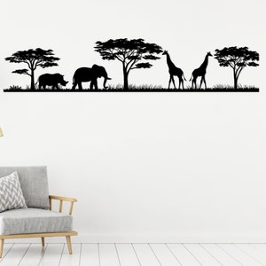 Wooden Savannah Animal Geometric Wall Art Decoration for Bedrooms, Living Rooms, Nursery Safari Wall Art Decor, Laser Cut, Wooden Wall Art