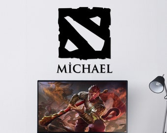 Nombre personalizado Dota 2 Arte de pared de madera, Decoración geométrica de la pared del logotipo de Dota 2, Símbolo de signo de Dota 2 minimalista 3D colgante de madera, Regalo para jugadores,