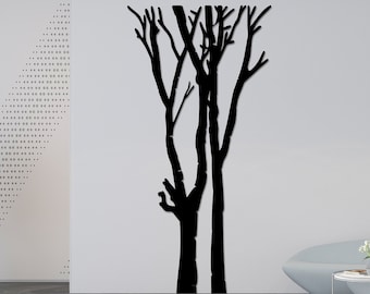 Decoración de pared de madera con árbol doble geométrico: arte moderno para la entrada