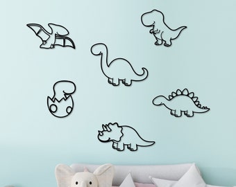 Decoración de pared de dinosaurios: madera cortada con láser, arte para habitación infantil