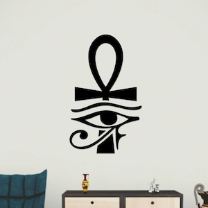 Ankh and Eye of Ra Wood Wall Art, Ankh Symbol and Eye of Ra Home Wall Decor, Geometric Symbols Wall Hanging Wood Sign, Wall Sign