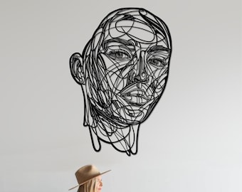 Arte lineal abstracto de rostro femenino: Decoración de pared de MDF cortada con láser