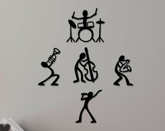 Musicians Wood Wall Decor: 5 Piece Music Art Set