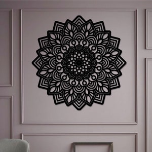 Lotus Flower Mandala Wood Wall Art Decor Wooden Living Room Wood Wall Sign Panel Picture Nursery Gift