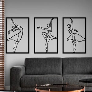 Frauen tanzen Wandkunst, tanzende Mädchen Wanddekor, Tanzstudio Dekor, Geschenk für Tänzerin, Set von 3 Tänzerinnen, Ballerina Tänzerin, Tänzerin Geschenk