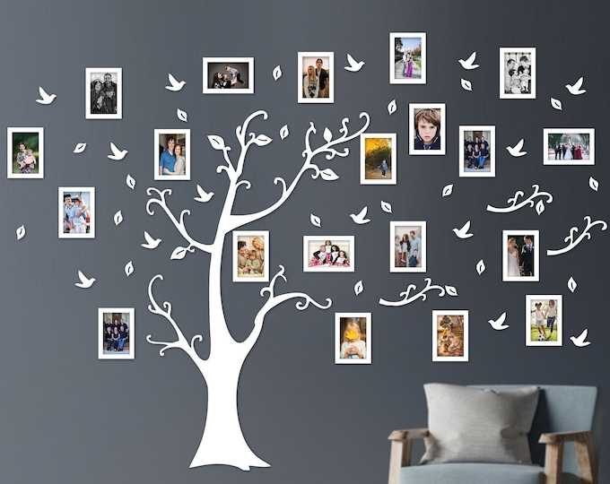 Family Tree Wooden Wall Art, Wall Decor, Include 20 Frame