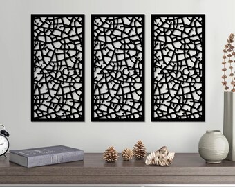 Geometric Lines Wood Wall Art Panel Set: Modern Home Decor