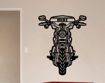 Arte mural de motocicleta personalizable: decoración de MDF cortada con láser