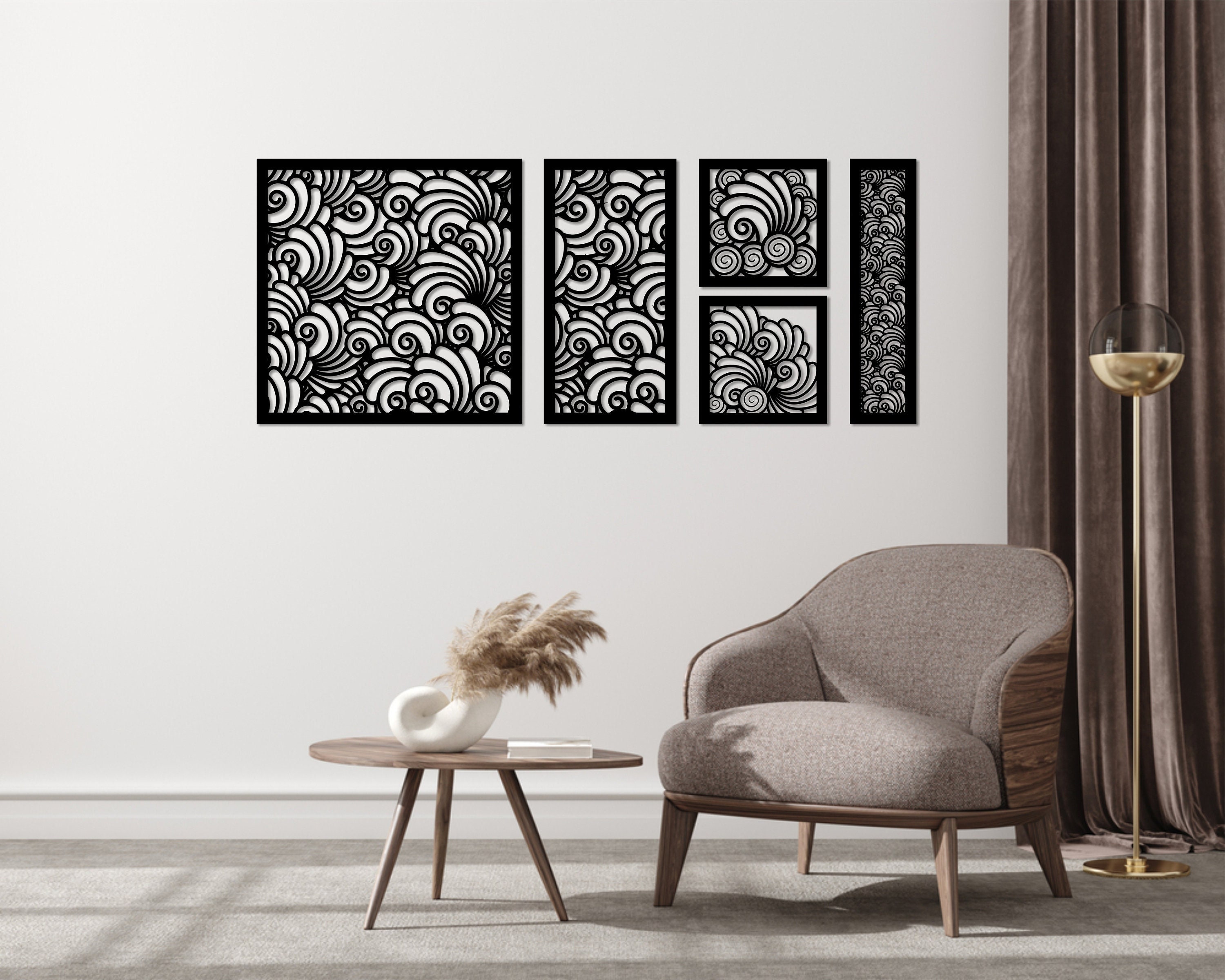 Set of 5 Wooden Wall Panels Modern Wood Art Abstract Wood Etsy