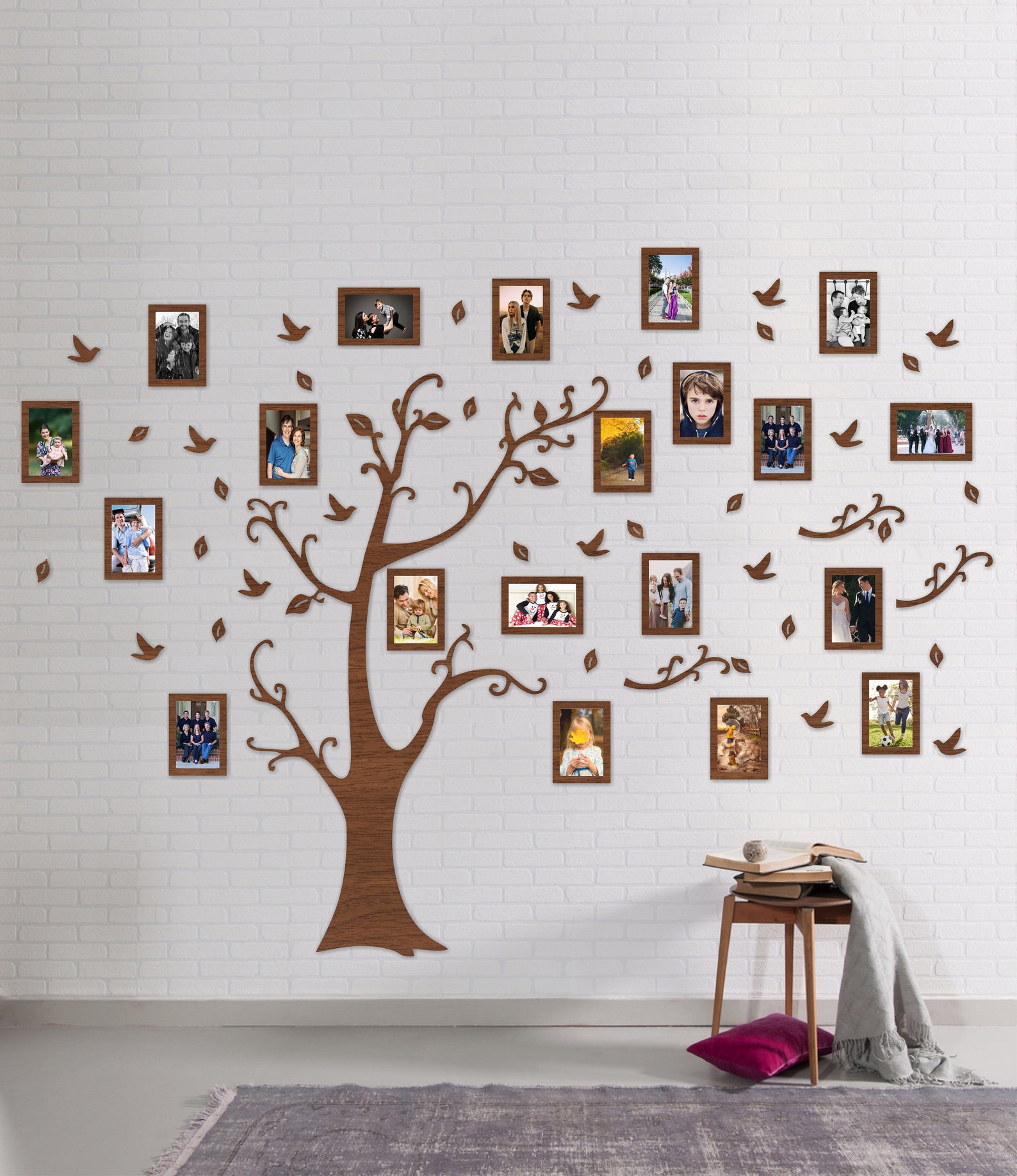 Tree Wall Decor, Family Tree Wall Art, Wooden Family Tree With Photo ...