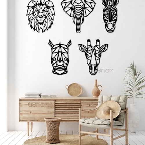 Safari Wall Decor Geometric Animals Wall Art Nursery Wall Etsy