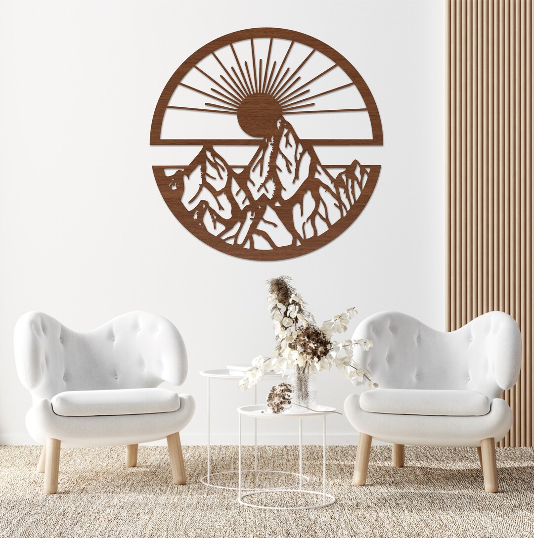 Decorazione murale in legno rotondo Boho, set di 3 decorazioni murali in legno in stile moderno di metà secolo, decorazione murale in legno sopra il letto, grande decorazione murale in legno per