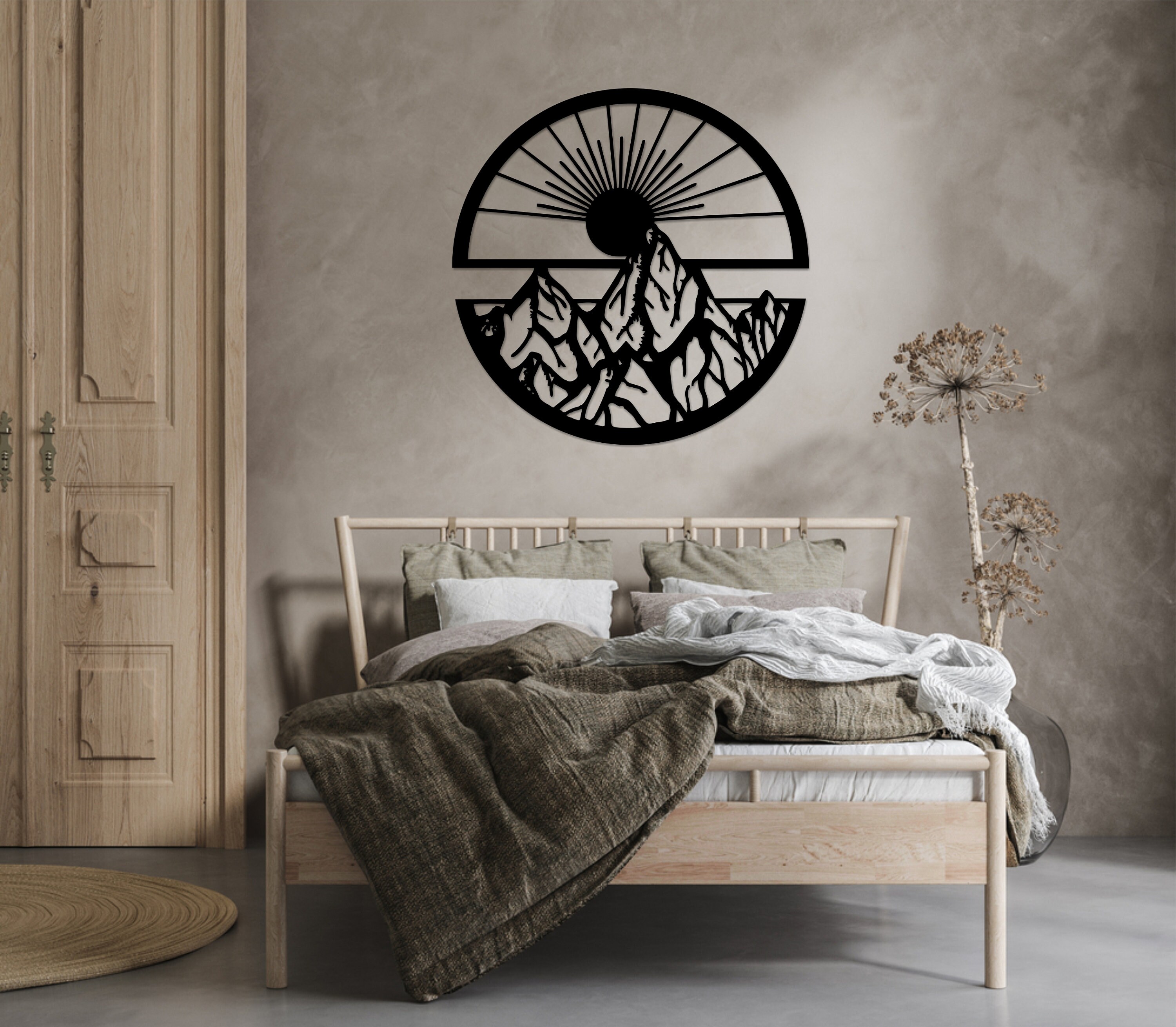 4 decorazioni da parete in legno bohémien per camera da letto, estetica minimalista rotonda decorazione per la casa per soggiorno, camera da letto, fattoria