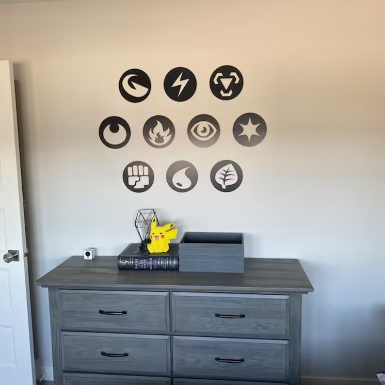 Pokemon Wood Wall Art Set of 10 Geometric Nursery Wall Decor Etsy