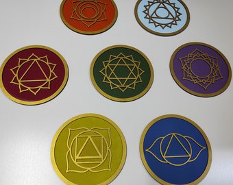 Seven Chakra Wood Wall Art Set: Yoga Room Decor