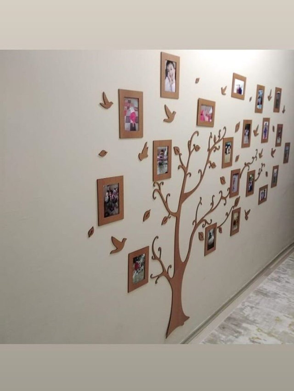 Brown Wooden Family Tree Wall Decor Include 20 Frame Brown Etsy