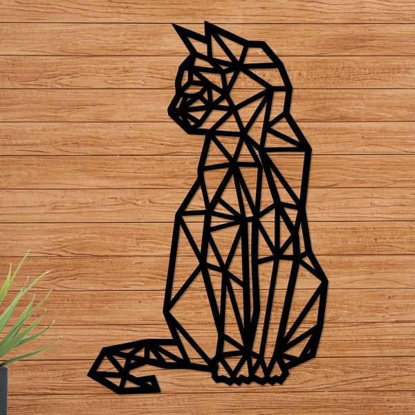 Geometric Wooden Cat Wall Decor, 30,40,50 or 60 cm, Wooden Animal Decor, Home Decor, Gift, cats wall art