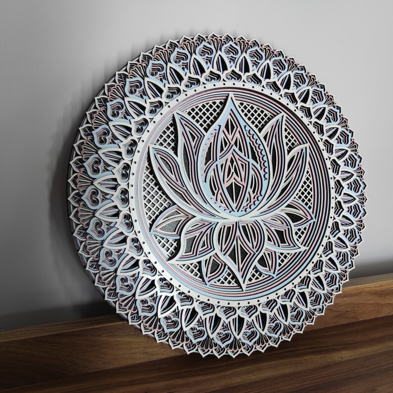 Lotus Flower Wooden Mandala Mandala Wall Art Wall Decor Etsy