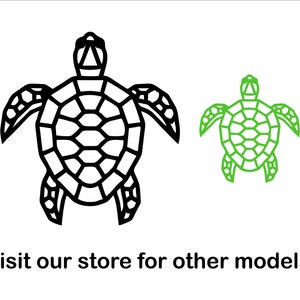 May include: Black and green line art illustrations of sea turtles. The black turtle is in the foreground and the green turtle is in the background.