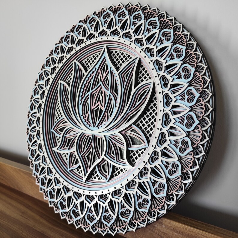 Lotus Flower Wooden Mandala Mandala Wall Art Wall Decor Etsy