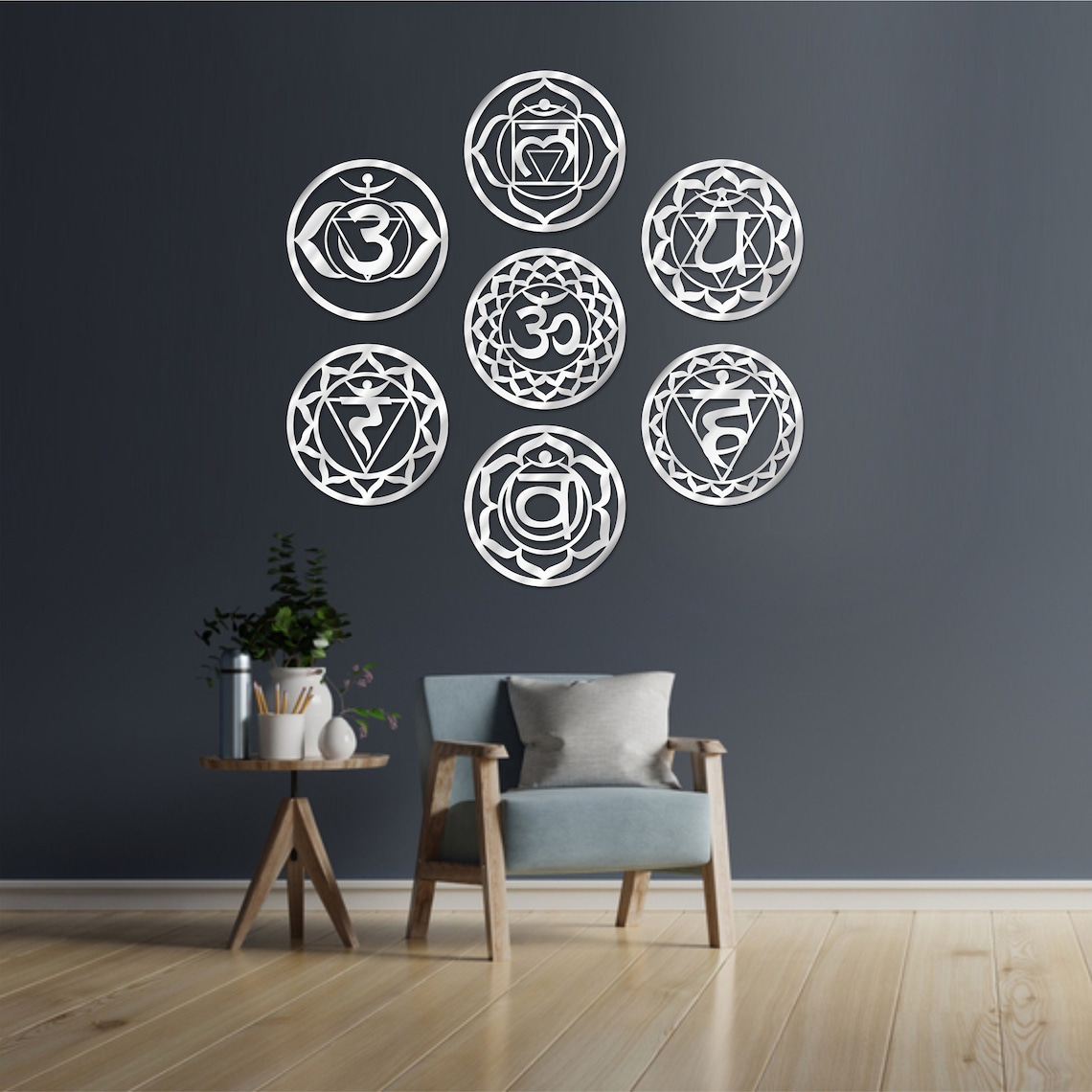 7 Chakra Wooden Wall Decor Chakra Wall Art Chakra Symbols Etsy