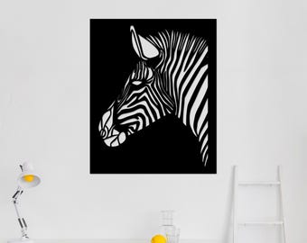 Decoración de pared de cebra: madera cortada con láser, silueta de animal de safari