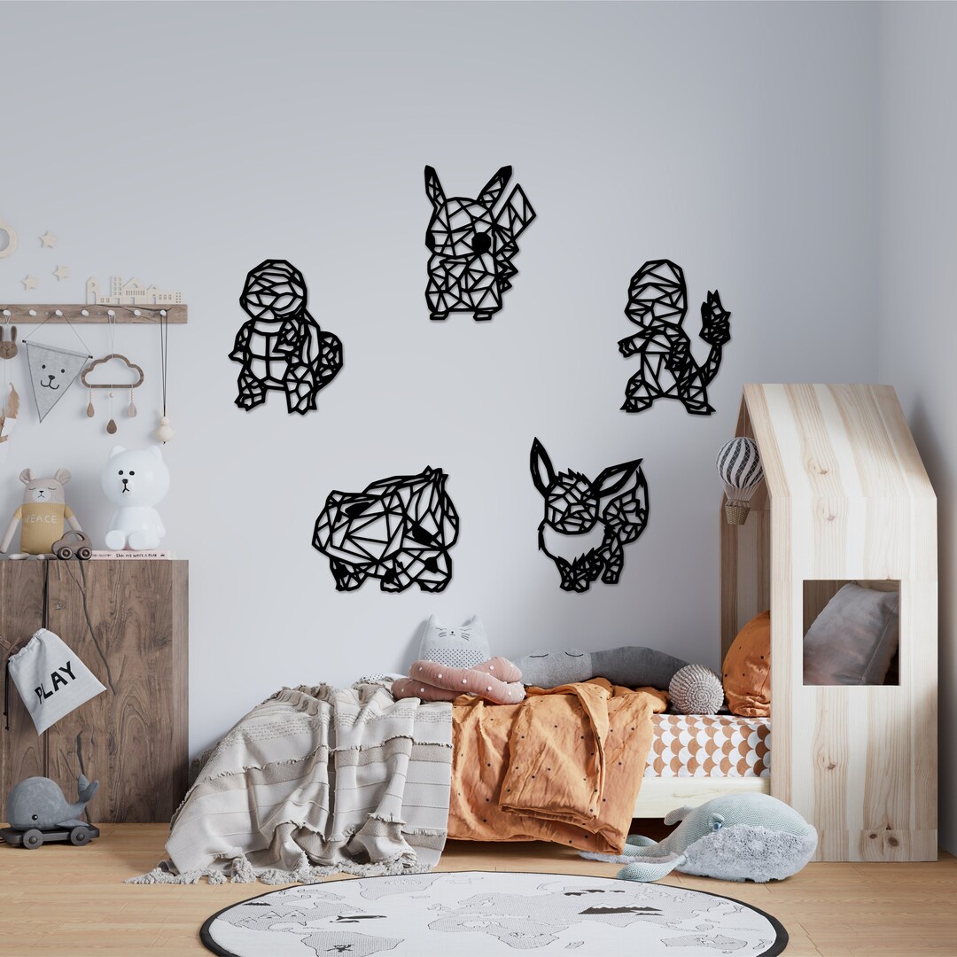 Pokemon Wall Decor Wooden Wall Decor Geometric Pokemon Wall Art Pokemon Gift Wall Decor for Kids Room Wood Decor Playroom Game Room Etsy