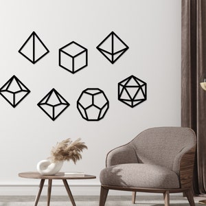 Dice Set Of 7 Wall Art, DND RPG Gamer Dice, Table Top, Gaming Room Decor Design, Geek Gift, Dungeons and Dragons, Mancave Decor, Christmas