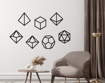 Dice Set Of 7 Wall Art, DND RPG Gamer Dice, Table Top, Gaming Room Decor Design, Geek Gift, Dungeons and Dragons, Mancave Decor, Christmas