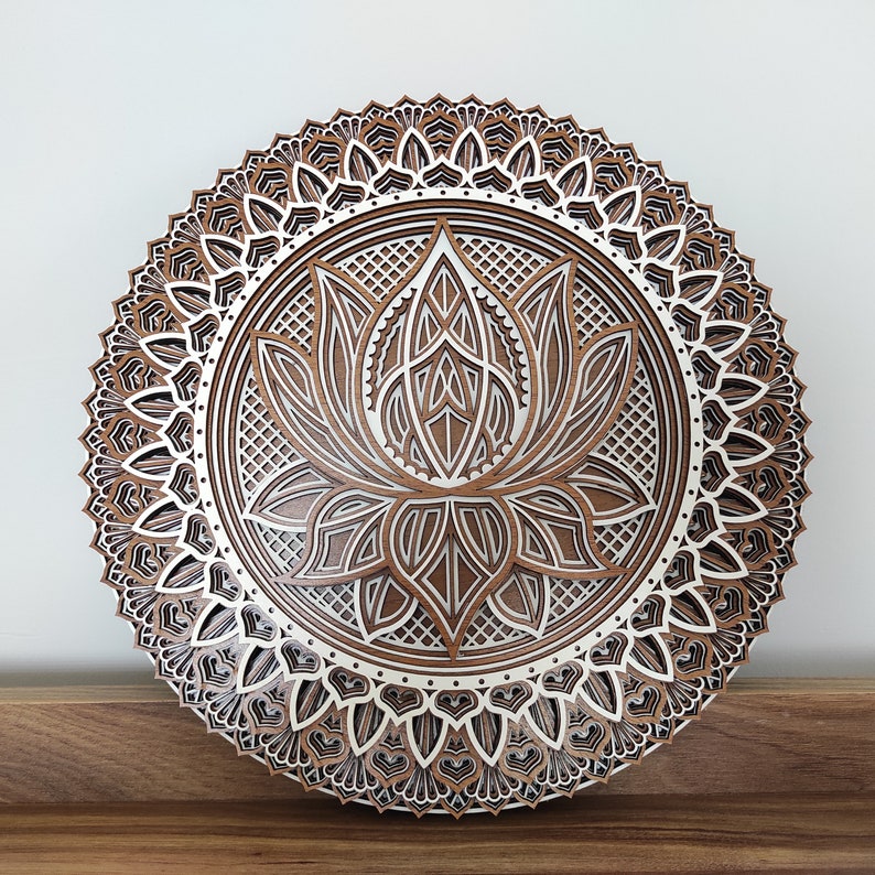 Lotus Flower Wooden Mandala Mandala Wall Art Wall Decor Etsy