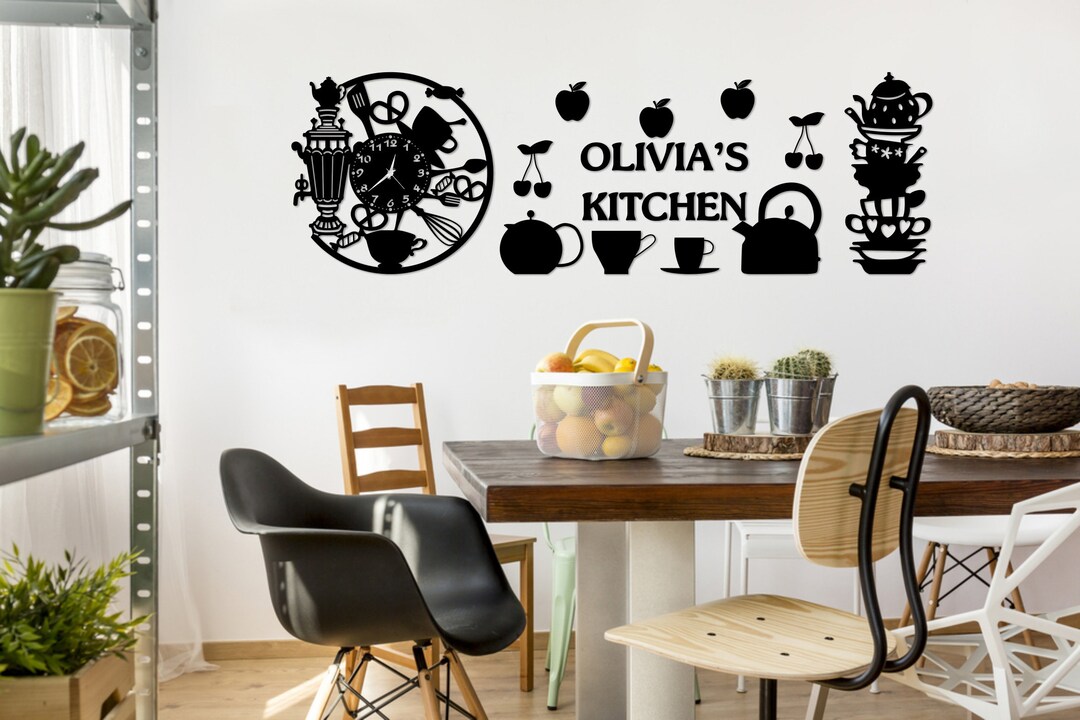 Wooden KITCHEN Wall Clock Decor Personalized, Modern Unique Clock, Wall