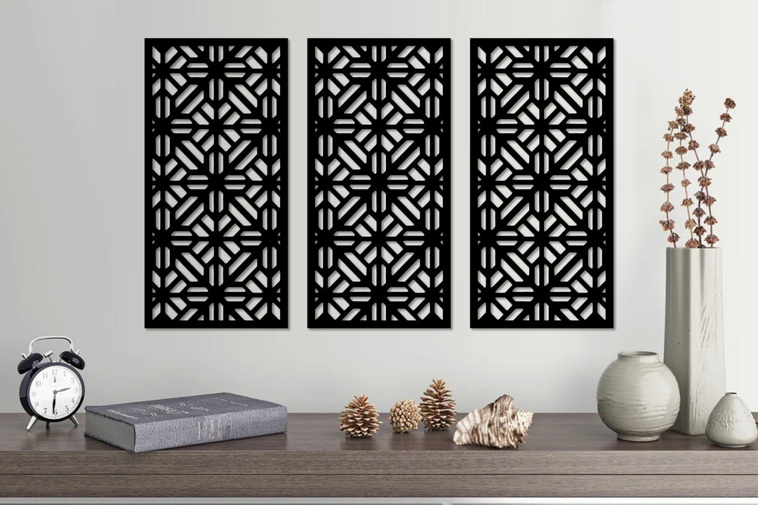 Geometric Wood Wall Art Set Wooden Wall Decor - Etsy