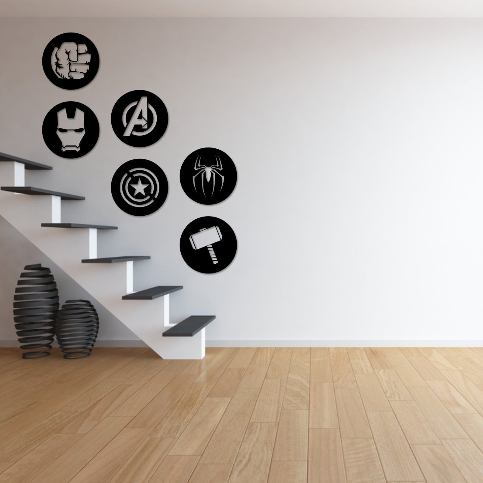 Avengers Wood Wall Art Set of 6 Geometric Nursery Wall Decor Etsy