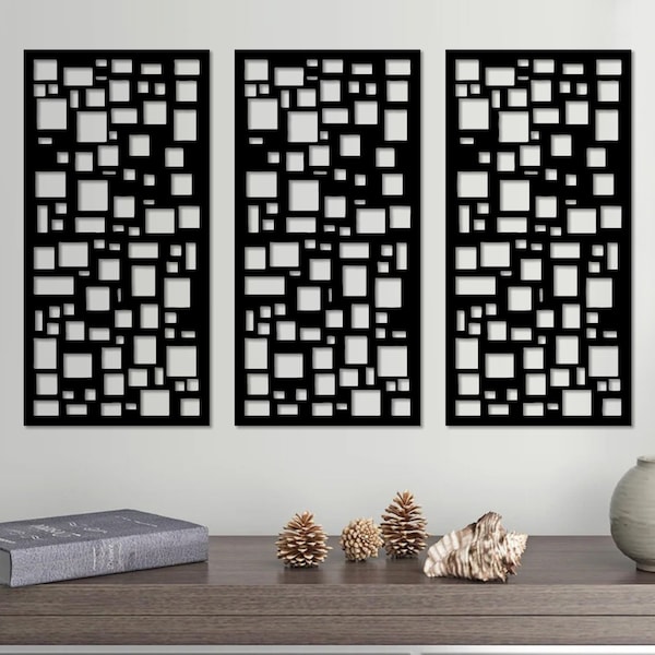 Wood Squares Wall Art Etsy