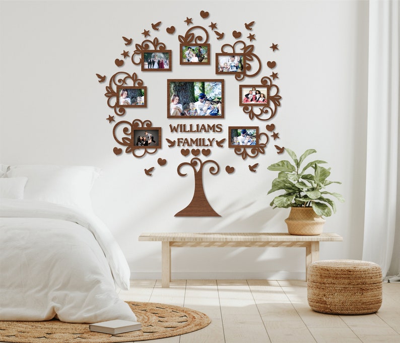Wooden Family Tree Photo Collage, Custom Wall Decor - Etsy