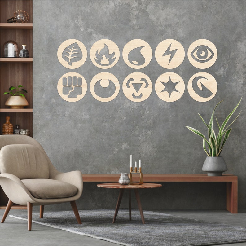 Pokemon Wood Wall Art Set of 10 Geometric Nursery Wall Decor Etsy